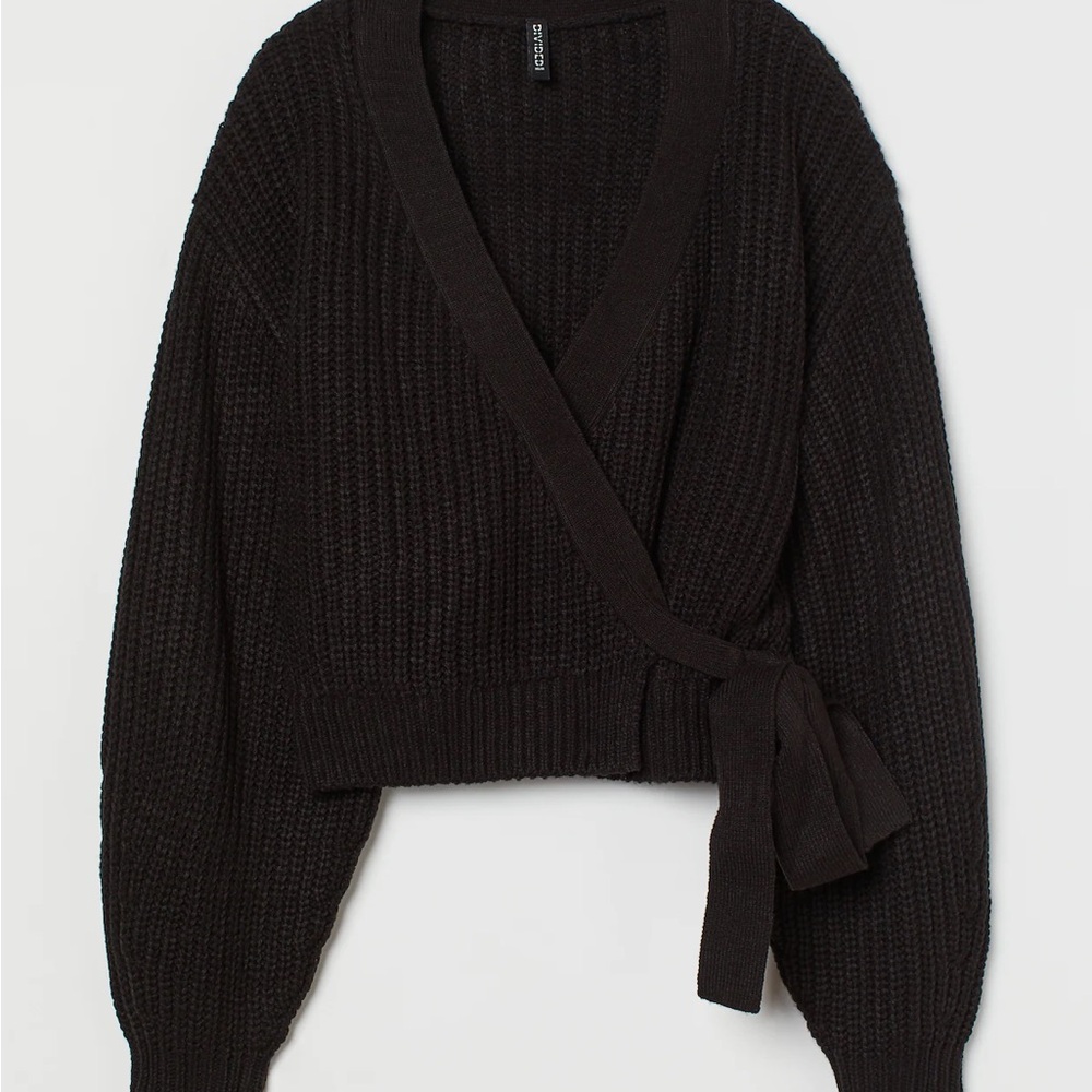Divided Knit Wrap-Front Cardigan